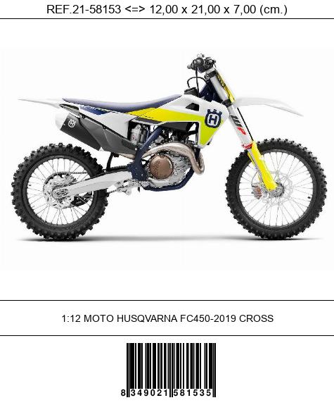 1:12 MOTO HUSQVARNA FC450-2019 CROSS