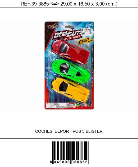 COCHES  DEPORTIVOS 3 BLISTER