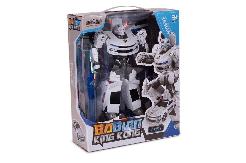 ROBOT TRANSFORMABLE COCHE POLICIA CAJA