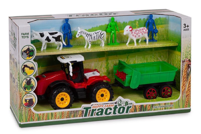 GRANJA CONJUNTO TRACTOR REMOLQUE ANIMALE