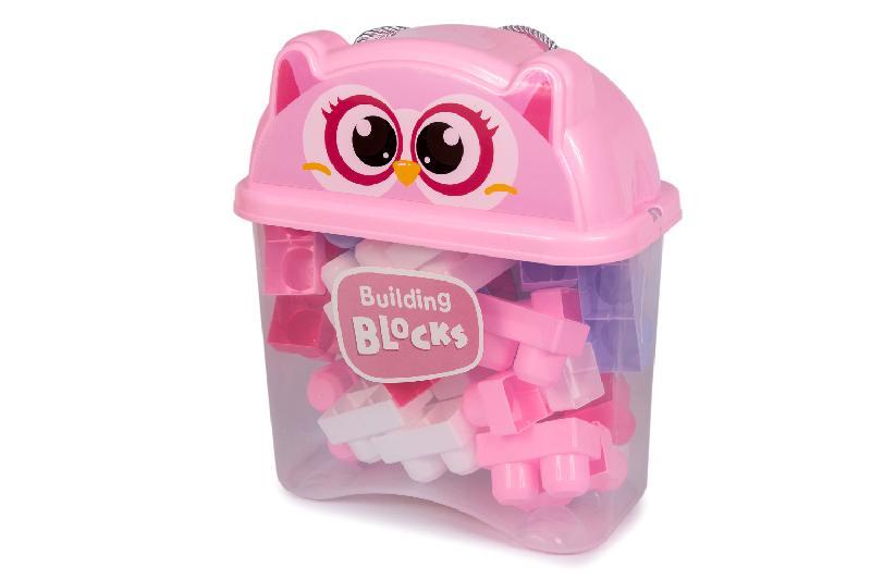 BLOCKS CONSTRUCCION BUHO ROSA  35 PCS