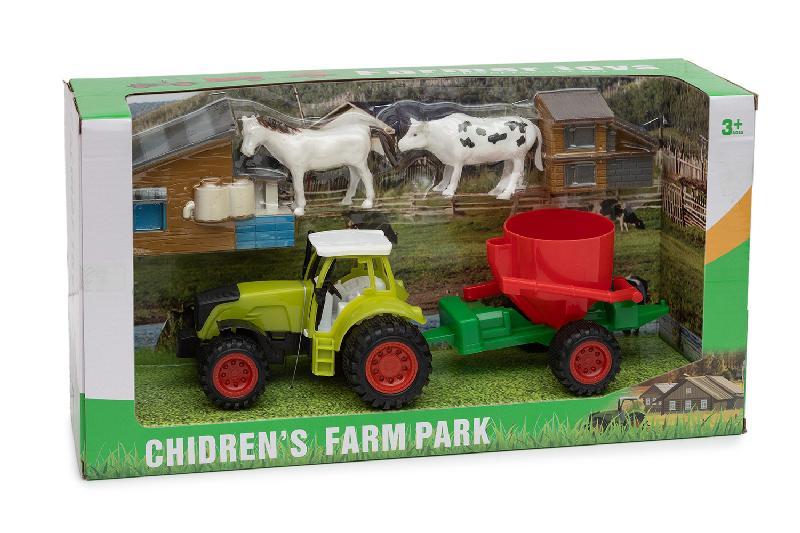 TRACTOR  FRICCION REMOLQUE ANIMALES CAJA
