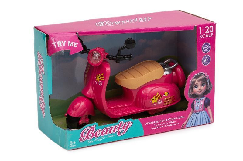 MOTO ROSA-ROJA LUZ SONIDO CAJA ABIERTA