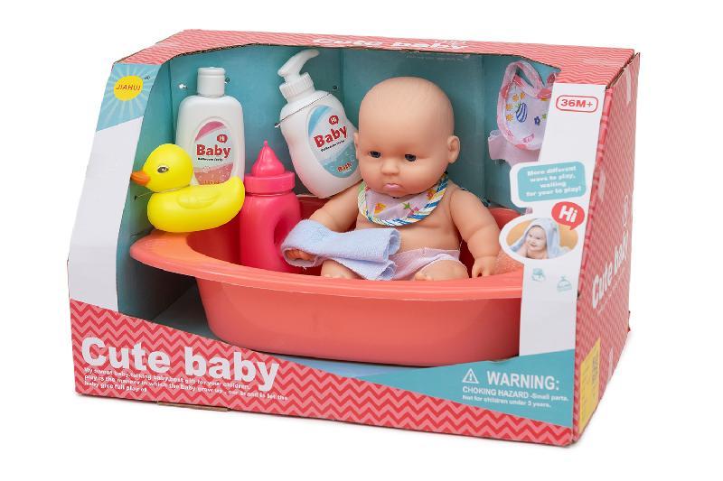 MUÑECO BEBE BAÑERA GRANDE ACCESORIOS CAJ