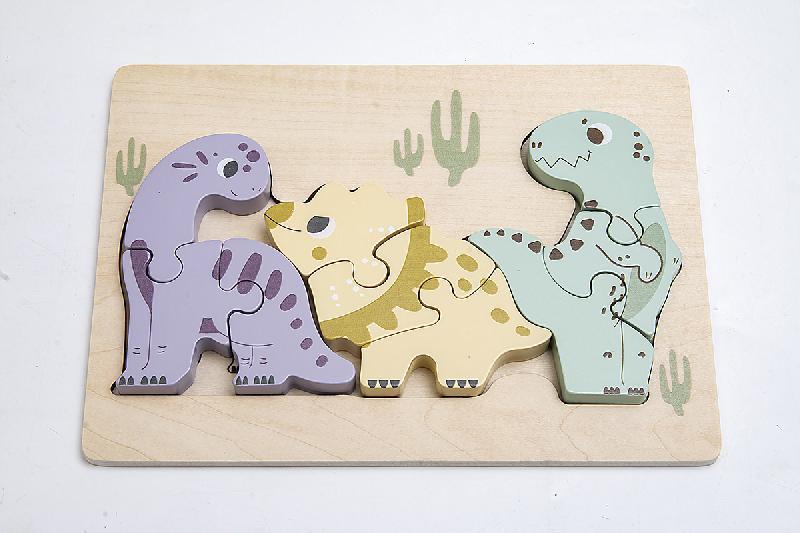 PUZZLE FAMILIA DINOSAURIOS MADERA