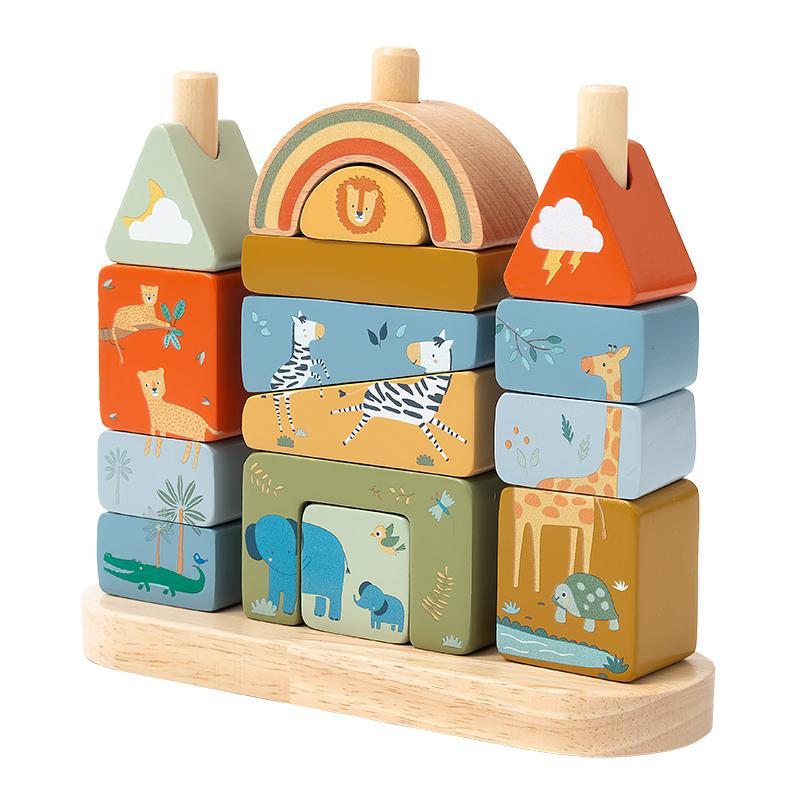 PUZZLE TORRE MADERA ANIMALES