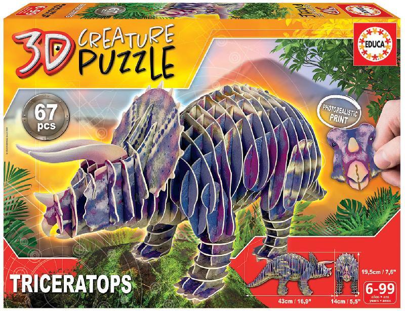 PUZLE 3D EDUCA TRICERATOPS 67 PCS