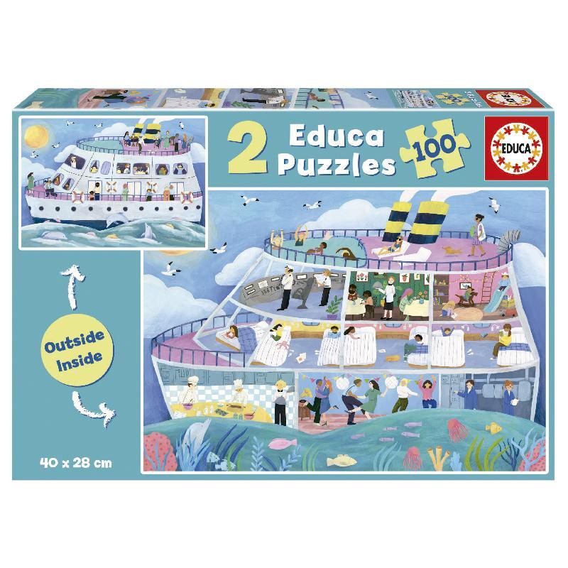 PUZLE EDUCA 2X100 BARCO OUTSIDE/INSIDE